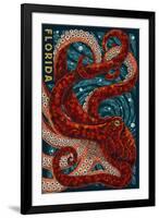 Octopus Paper Mosaic - Florida-Lantern Press-Framed Art Print