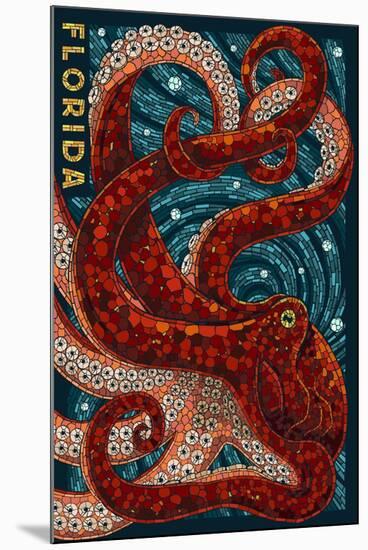 Octopus Paper Mosaic - Florida-Lantern Press-Mounted Art Print