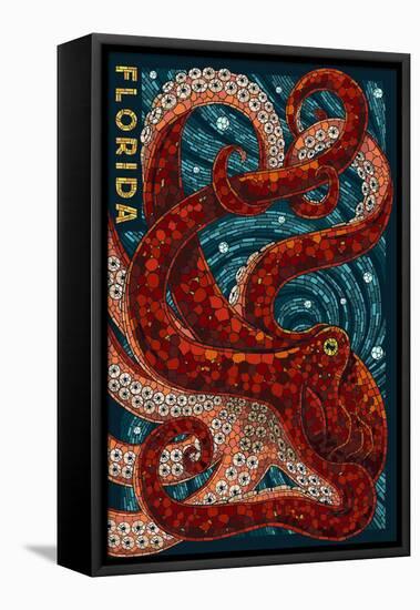 Octopus Paper Mosaic - Florida-Lantern Press-Framed Stretched Canvas