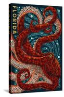 Octopus Paper Mosaic - Florida-Lantern Press-Stretched Canvas