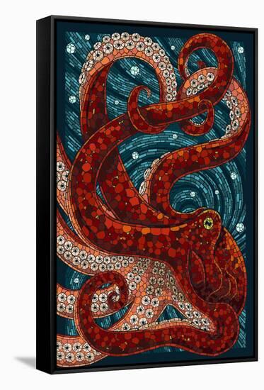 Octopus - Paper Mosaic-Lantern Press-Framed Stretched Canvas