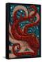 Octopus - Paper Mosaic-Lantern Press-Framed Stretched Canvas