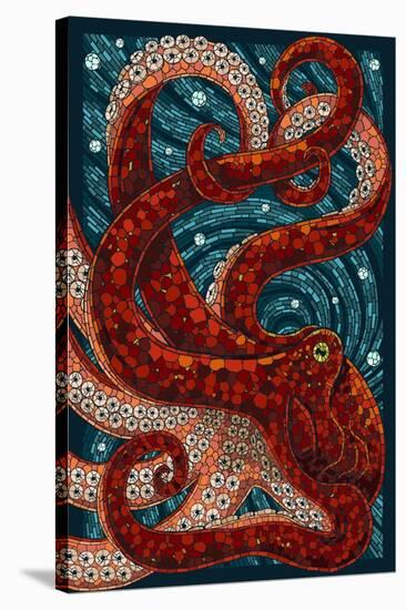 Octopus - Paper Mosaic-Lantern Press-Stretched Canvas