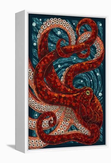 Octopus - Paper Mosaic-Lantern Press-Framed Stretched Canvas