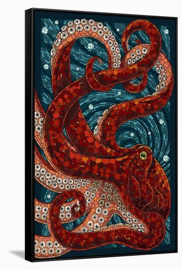 Octopus - Paper Mosaic-Lantern Press-Framed Stretched Canvas