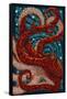 Octopus - Paper Mosaic-Lantern Press-Framed Stretched Canvas