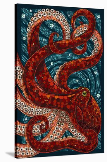 Octopus - Paper Mosaic-Lantern Press-Stretched Canvas