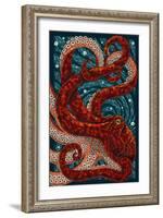 Octopus - Paper Mosaic-Lantern Press-Framed Art Print