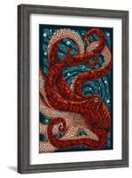 Octopus - Paper Mosaic-Lantern Press-Framed Art Print