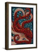 Octopus - Paper Mosaic-Lantern Press-Framed Art Print