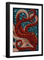 Octopus - Paper Mosaic-Lantern Press-Framed Art Print