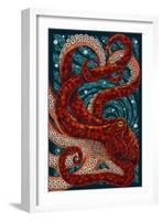 Octopus - Paper Mosaic-Lantern Press-Framed Art Print