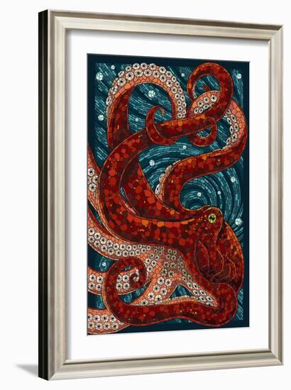 Octopus - Paper Mosaic-Lantern Press-Framed Art Print