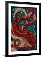 Octopus - Paper Mosaic-Lantern Press-Framed Art Print