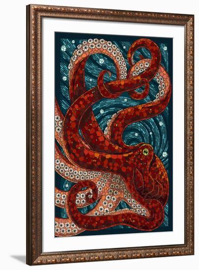 Octopus - Paper Mosaic-Lantern Press-Framed Art Print