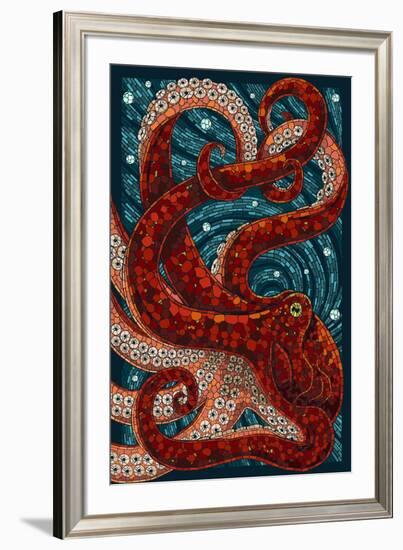 Octopus - Paper Mosaic-Lantern Press-Framed Art Print