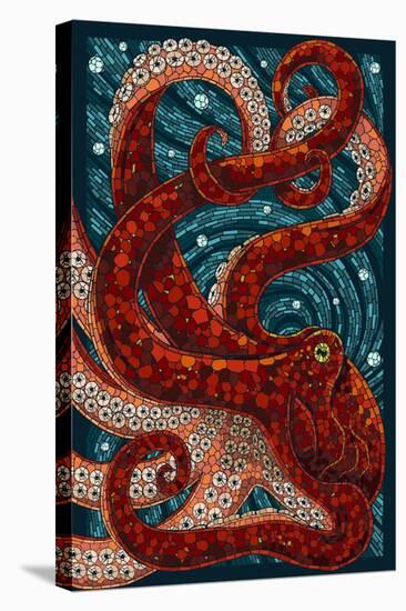 Octopus - Paper Mosaic-Lantern Press-Stretched Canvas