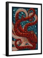 Octopus - Paper Mosaic-Lantern Press-Framed Art Print