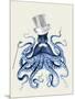 Octopus Print Blue on Cream b-Fab Funky-Mounted Premium Giclee Print