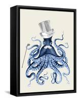 Octopus Print Blue on Cream b-Fab Funky-Framed Stretched Canvas