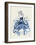 Octopus Print Blue on Cream b-Fab Funky-Framed Art Print