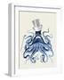 Octopus Print Blue on Cream b-Fab Funky-Framed Art Print