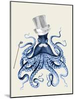 Octopus Print Blue on Cream b-Fab Funky-Mounted Art Print