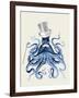 Octopus Print Blue on Cream b-Fab Funky-Framed Art Print