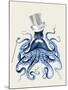 Octopus Print Blue on Cream b-Fab Funky-Mounted Art Print