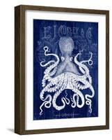 Octopus Prohibition Octopus On Blue-Fab Funky-Framed Art Print