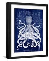 Octopus Prohibition Octopus On Blue-Fab Funky-Framed Art Print