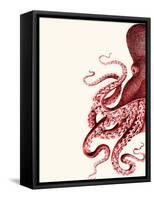 Octopus Red and White a-Fab Funky-Framed Stretched Canvas