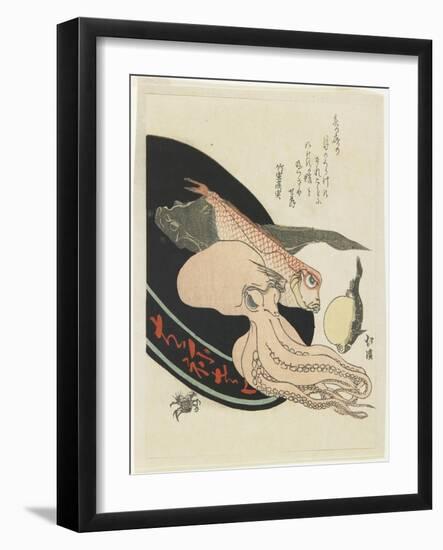 Octopus, Red Tilefish, Pike, Globefish and Crab-Toyota Hokkei-Framed Giclee Print