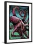 Octopus - Scratchboard-Lantern Press-Framed Art Print