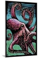 Octopus - Scratchboard-Lantern Press-Mounted Art Print