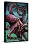 Octopus - Scratchboard-Lantern Press-Stretched Canvas