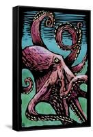 Octopus - Scratchboard-Lantern Press-Framed Stretched Canvas