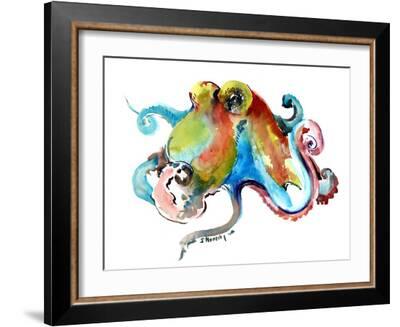 Octopus Turquoise Olive Green-Suren Nersisyan-Framed Art Print