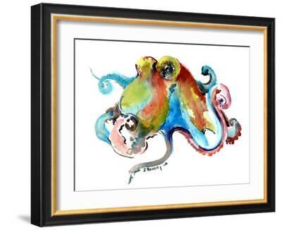 Octopus Turquoise Olive Green-Suren Nersisyan-Framed Art Print