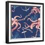 Octopus Watercolor - Nautical-Eisfrei-Framed Art Print