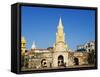 Od Town City Wall and Puerto Del Reloj, UNESCO World Heritage Site, Cartagena, Colombia-Christian Kober-Framed Stretched Canvas