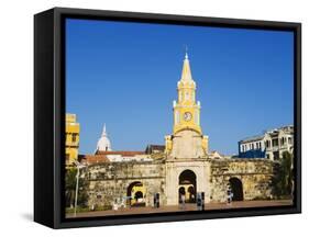 Od Town City Wall and Puerto Del Reloj, UNESCO World Heritage Site, Cartagena, Colombia-Christian Kober-Framed Stretched Canvas