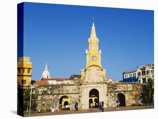 Od Town City Wall and Puerto Del Reloj, UNESCO World Heritage Site, Cartagena, Colombia-Christian Kober-Stretched Canvas