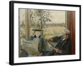 Oda Krohg reading Verdens Gang-Harriet Backer-Framed Giclee Print