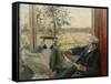 Oda Reading the Newspaper Verdens Gang-Christian Krohg-Framed Stretched Canvas