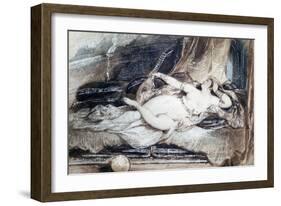 Odalisque Couchee, C1815-1865-Eugene Deveria-Framed Premium Giclee Print