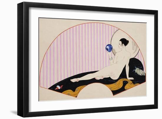 Odalisque with a Crystal Ball, Dated 1920-Georges Barbier-Framed Giclee Print