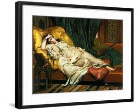 Odalisque with a Lute, 1876-Hippolyte Berteaux-Framed Giclee Print