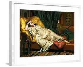 Odalisque with a Lute, 1876-Hippolyte Berteaux-Framed Giclee Print