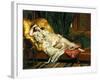 Odalisque with a Lute, 1876-Hippolyte Berteaux-Framed Giclee Print